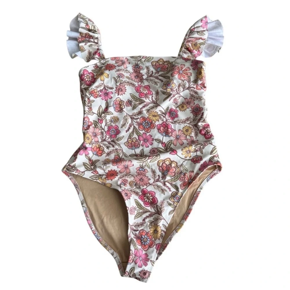 Old Navy Square-Neck Ruffled Strap French-Cut One-Piece Swimsuit NWT MEDIUM - Picture 8 of 9
